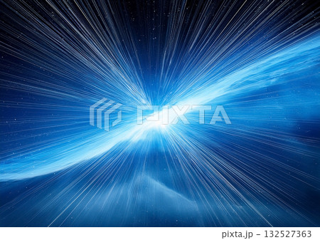 放射状に輝く抽象的な青い光線の背景 132527363