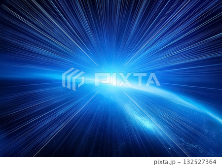 星の爆発と放射状に広がる光のイメージ 132527364