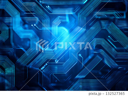 サイバー空間と電子回路のイメージ 132527365