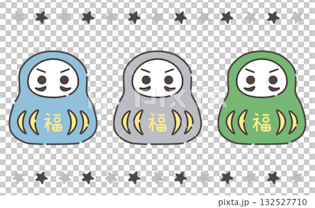 青と黒と緑のかわいいだるまのイラスト素材セット 青と黒と緑のかわいいだるまのイラスト素材セット 132527710
