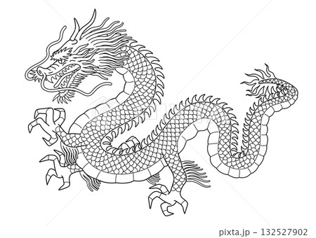 ドラゴン　線画 132527902