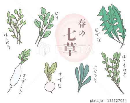 手描きの春の七草セット 132527924