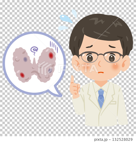 甲狀腺功能異常,身穿白大褂的男醫生,上半身插圖 甲狀腺功能異常,身穿白大褂的男醫生,上半身插圖 132528029