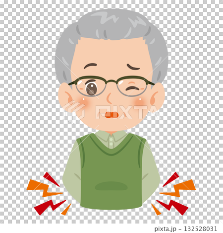 Senior man suffering from back pain Upper body illustration 132528031