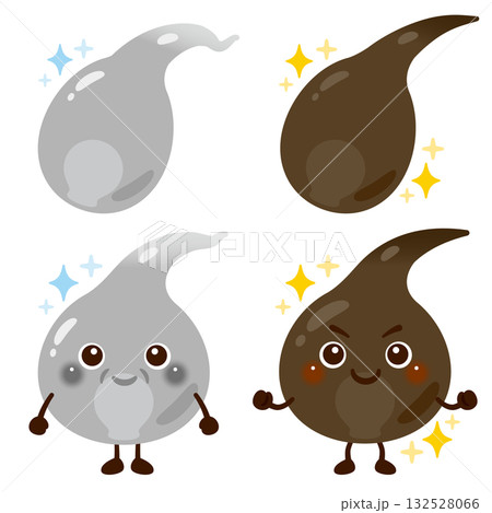 白髪の毛根キャラクターと黒髪の毛根キャラクターイラスト 132528066