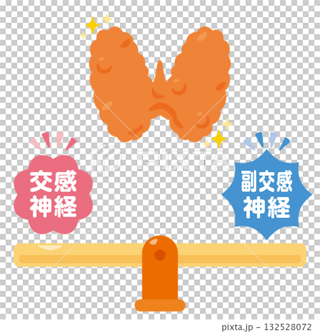 Illustration of a balanced autonomic nervous system and a healthy thyroid Illustration of a balanced autonomic nervous system and a healthy thyroid 132528072