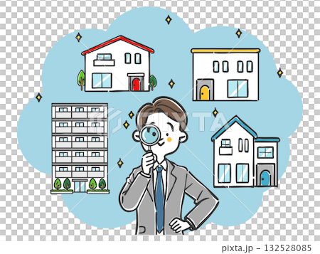 Businessman helping to find a home Vector 132528085