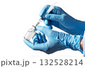 Medical Professional Preparing Syringe with Vial closep with copy space  132528214