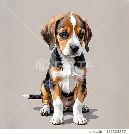 ちょこんと座ったビーグルの子犬 ちょこんと座ったビーグルの子犬 132528237