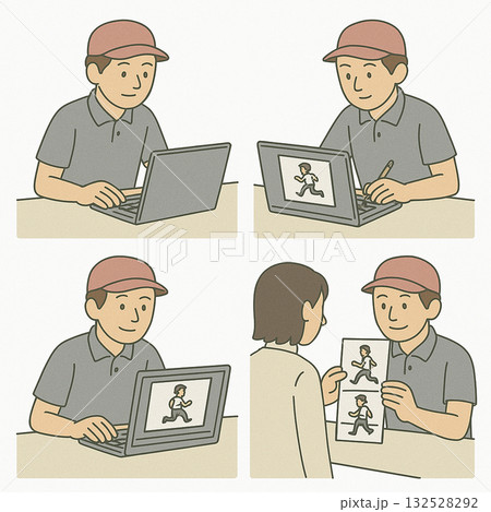 就労支援　職業訓練　軽作業など訓練内容のイラスト 132528292