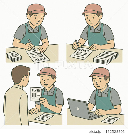 就労支援　職業訓練　軽作業など訓練内容のイラスト 132528293