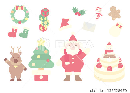 クリスマスのかわいいイメージイラストセット 132528470