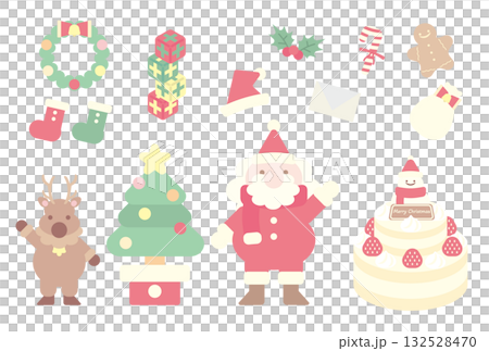 クリスマスのかわいいイメージイラストセット 132528470