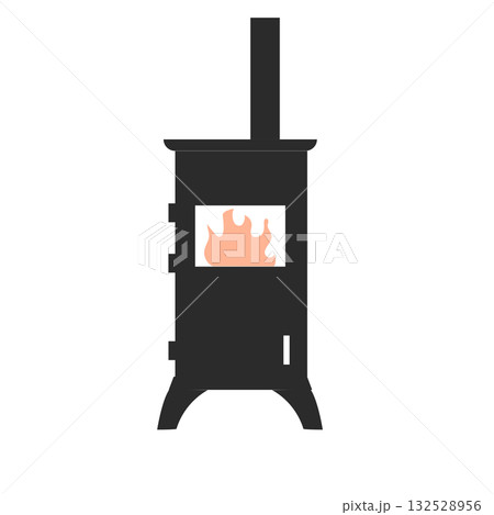 イラスト素材: 薪ストーブのベクターイラスト 132528956
