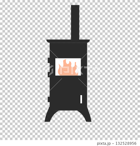 イラスト素材: 薪ストーブのベクターイラスト 132528956