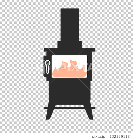 Stock Illustration: Vector illustration of a cast iron wood stove 132529118