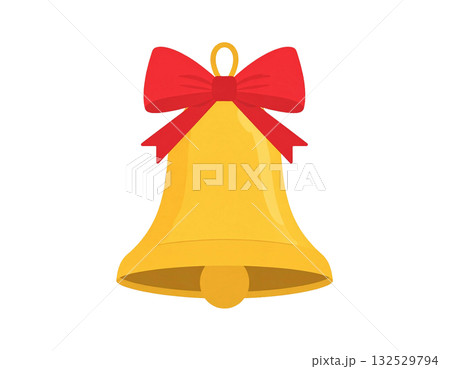 リボンのついたクリスマスベルのアイコンイラスト 132529794