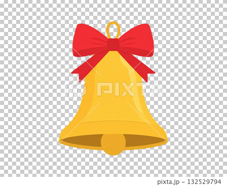 リボンのついたクリスマスベルのアイコンイラスト 132529794