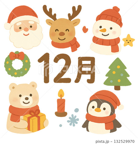 12月の可愛いクリスマスイラスト 132529970