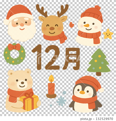 12月の可愛いクリスマスイラスト 132529970