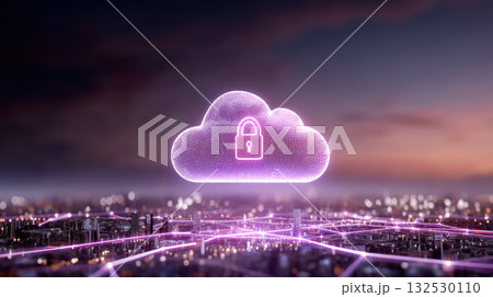 Cloud computing security concept with glowing...のイラスト素材 [132530110] - PIXTA