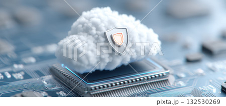 Cloud computing security concept with shield...のイラスト素材 [132530269] - PIXTA