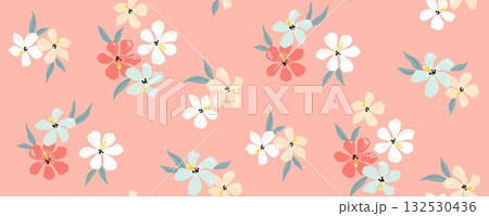 Abstract patterns and beautiful watercolor floral illustrations 132530436