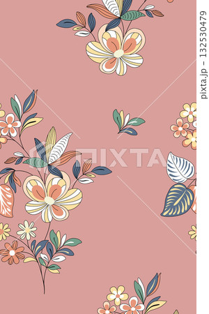 Abstract patterns and beautiful watercolor floral illustrations 132530479