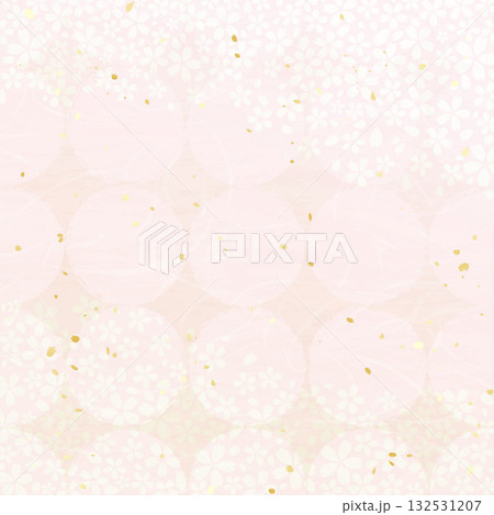 桜と水玉を合わせた和紙のような背景イラスト 桜と水玉を合わせた和紙のような背景イラスト 132531207