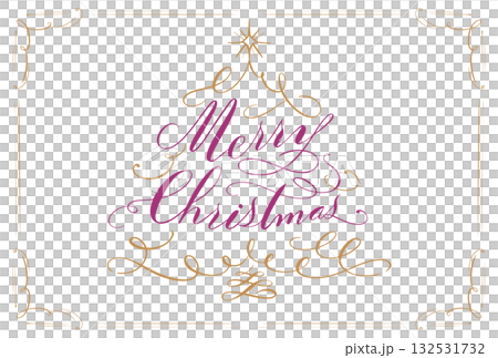 メリークリスマス_エレガントなカリグラフィーフレームとイラスト メリークリスマス_エレガントなカリグラフィーフレームとイラスト 132531732