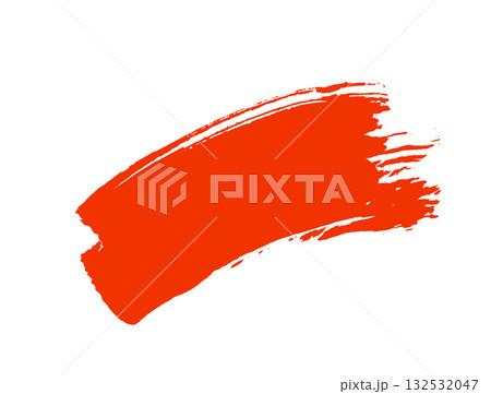 朱色のかすれのある筆あと 132532047