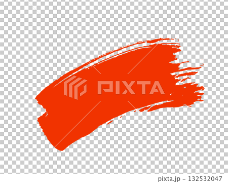 朱色のかすれのある筆あと 132532047