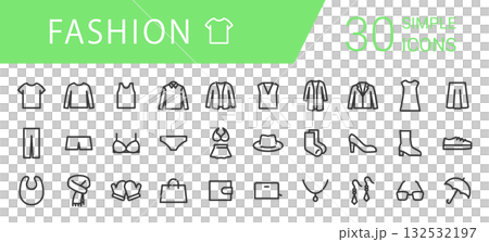 時尚商品類別的簡潔圖示集 時尚商品類別的簡潔圖示集 132532197