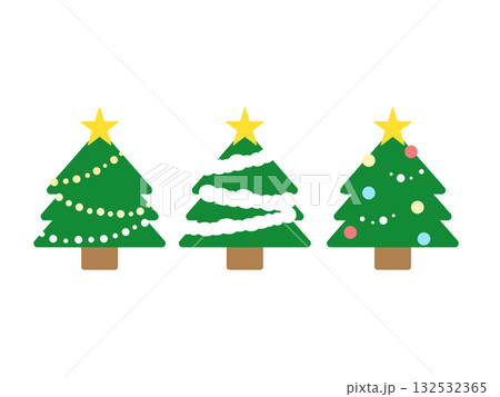 クリスマスツリーのシンプルなイラストセット2 クリスマスツリーのシンプルなイラストセット2 132532365