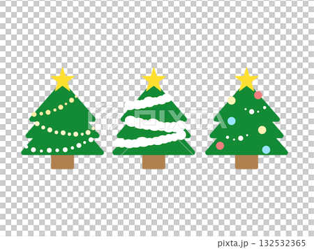 クリスマスツリーのシンプルなイラストセット2 クリスマスツリーのシンプルなイラストセット2 132532365