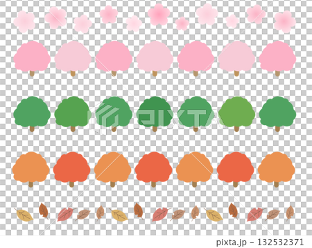 いろんな季節の木や植物の背景素材セット 132532371