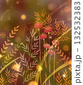 Atmospheric Botanical Illustration with Glowing Flowers and Golden Bokeh 132532383
