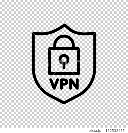 VPN icon with a shield and a lock. VPN icon with a shield and a lock. 132532455