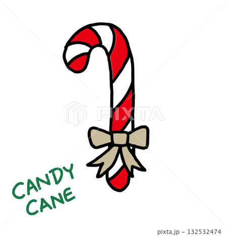 手描きのクリスマスキャンディケイン 132532474