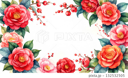 シックな薔薇のフレーム 132532505