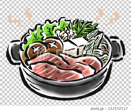 Sukiyaki brush-touch hand-drawn illustration 132532517
