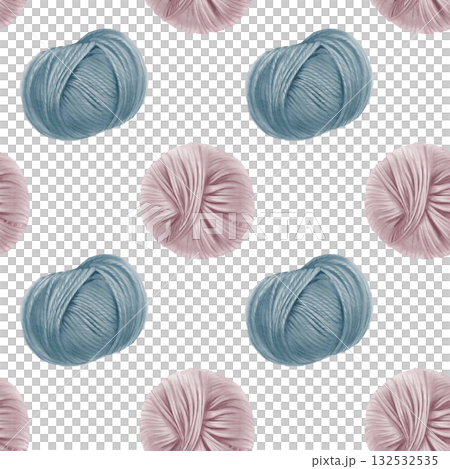 Round yarn balls in seamless pattern blue and pink colors for a gender reveal party as a symbol of a boy or girls birth .It holds the warmth and coziness of a home hearth.Watercolor illustration Round yarn balls in seamless pattern blue and pink colors for a gender reveal party as a symbol of a boy or girls birth .It holds the warmth and coziness of a home hearth.Watercolor illustration 132532535