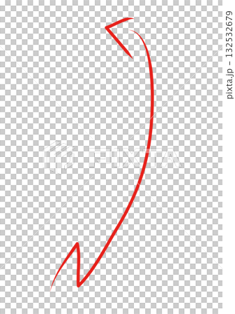 Hand-drawn red curved arrow 132532679