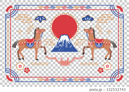 2026 Year of the Horse Horse and Mt. Fuji Simple New Year's Card Template Horizontal 2026 Year of the Horse Horse and Mt. Fuji Simple New Year's Card Template Horizontal 132532743
