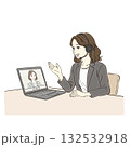 オンライン会議をする女性　リモートワーク・在宅勤務・ビデオ通話のイメージ 132532918