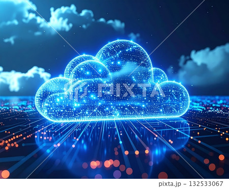 A futuristic cloud computing network illuminated by the world with an illustration of stars in the night sky. A futuristic cloud computing network illuminated by the world with an illustration of stars in the night sky. 132533067