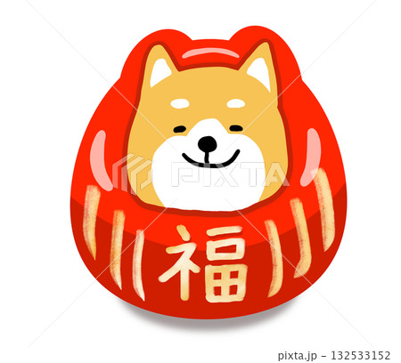 赤い福の文字が入ったしばいぬだるま 132533152