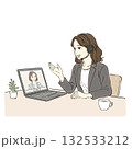 在宅勤務をする女性　リモートワーク・オンライン会議・テレワークのイメージ 132533212