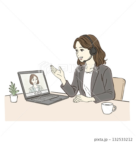 在宅勤務をする女性 リモートワーク・オンライン会議・テレワークのイメージ 在宅勤務をする女性 リモートワーク・オンライン会議・テレワークのイメージ 132533212