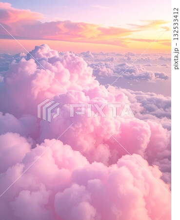 Fluffy white cumulus clouds drift lazily across a brilliant blue sky, a perfect, serene summer day Fluffy white cumulus clouds drift lazily across a brilliant blue sky, a perfect, serene summer day 132533412